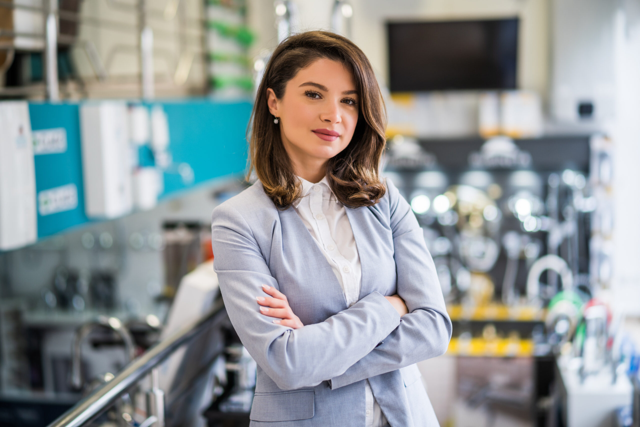 Woman owning small business bath store. Female entrepreneur conc